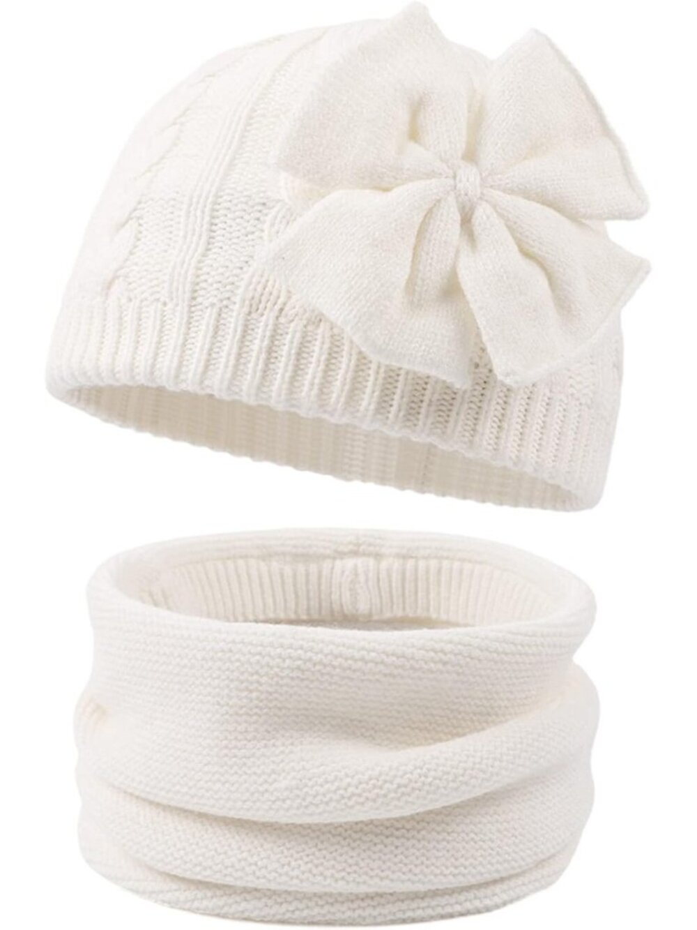 Cozy Knit Baby Beanie Hat for Girls - Warm Cotton Lined with Cute Bow Detail
